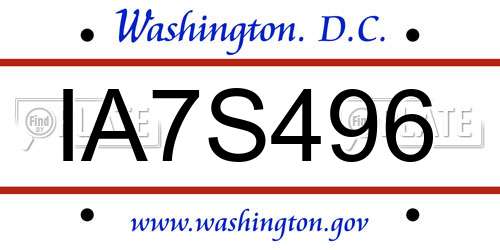 IA7S496 District Of Columbia License Plate