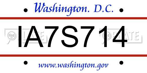 IA7S714 District Of Columbia License Plate