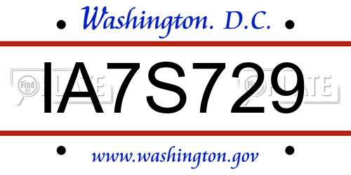 IA7S729 District Of Columbia License Plate