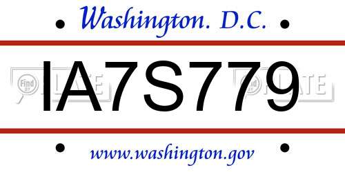 IA7S779 District Of Columbia License Plate