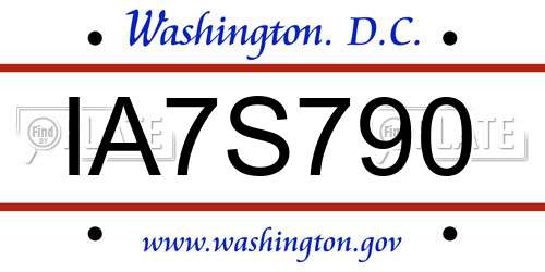 IA7S790 District Of Columbia License Plate