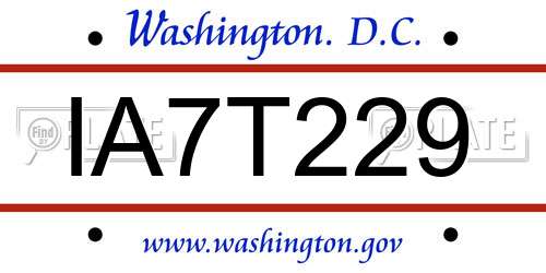 IA7T229 District Of Columbia License Plate