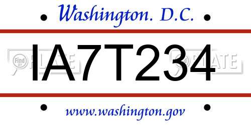 IA7T234 District Of Columbia License Plate