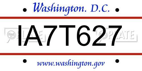 IA7T627 District Of Columbia License Plate