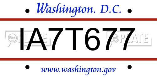 IA7T677 District Of Columbia License Plate