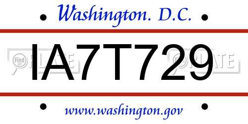 IA7T729 District Of Columbia License Plate