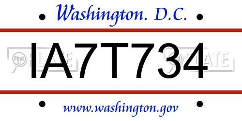 IA7T734 District Of Columbia License Plate
