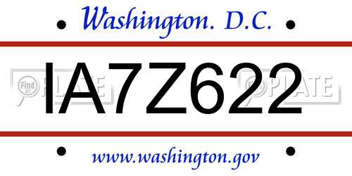 IA7Z622 District Of Columbia License Plate