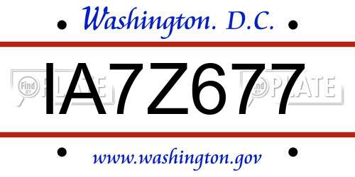 IA7Z677 District Of Columbia License Plate