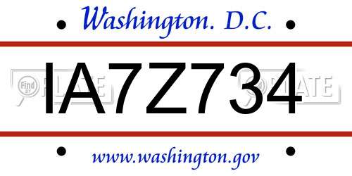 IA7Z734 District Of Columbia License Plate