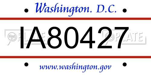 IA80427 District Of Columbia License Plate