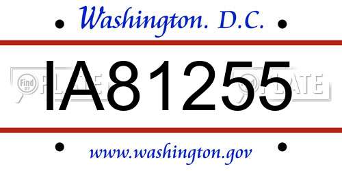 IA81255 District Of Columbia License Plate