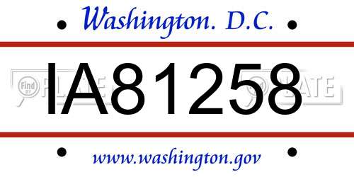 IA81258 District Of Columbia License Plate