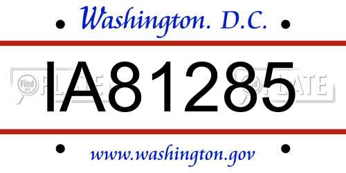 IA81285 District Of Columbia License Plate