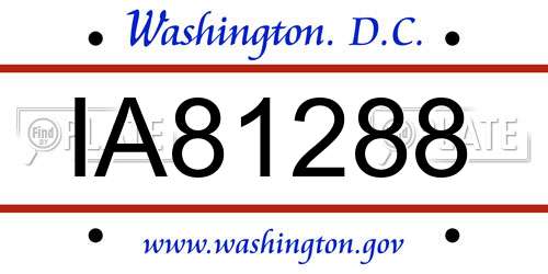 IA81288 District Of Columbia License Plate