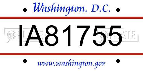 IA81755 District Of Columbia License Plate