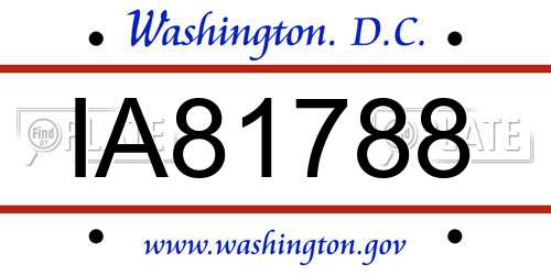 IA81788 District Of Columbia License Plate
