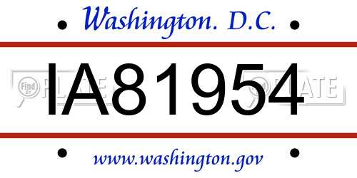 IA81954 District Of Columbia License Plate