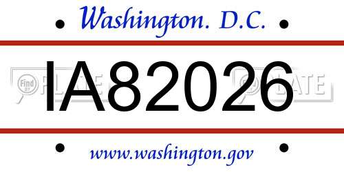 IA82026 District Of Columbia License Plate