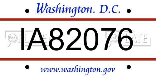 IA82076 District Of Columbia License Plate