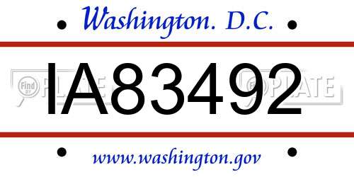 IA83492 District Of Columbia License Plate