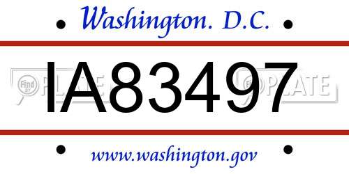 IA83497 District Of Columbia License Plate