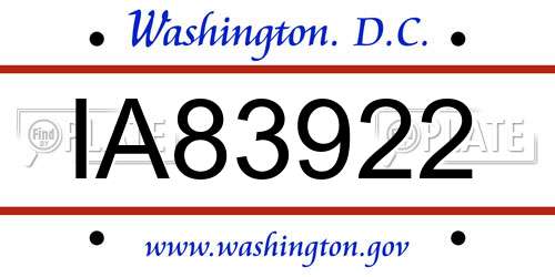IA83922 District Of Columbia License Plate