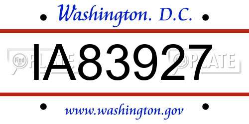 IA83927 District Of Columbia License Plate