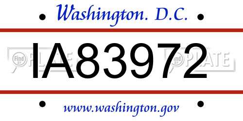 IA83972 District Of Columbia License Plate