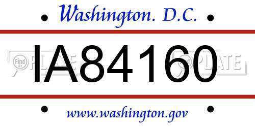 IA84160 District Of Columbia License Plate