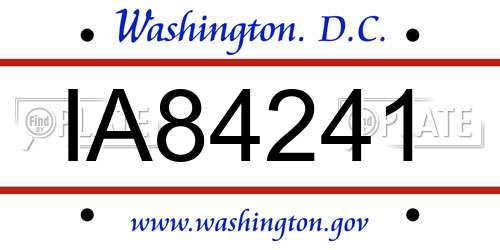 IA84241 District Of Columbia License Plate