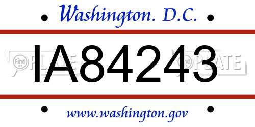 IA84243 District Of Columbia License Plate