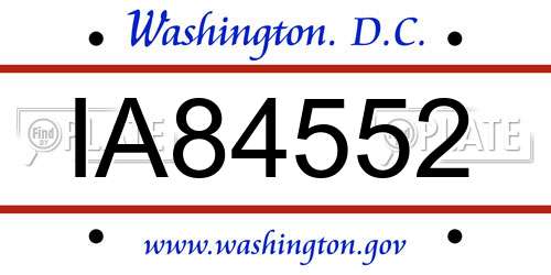 IA84552 District Of Columbia License Plate