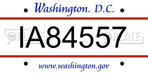 IA84557 District Of Columbia License Plate