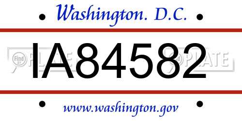 IA84582 District Of Columbia License Plate
