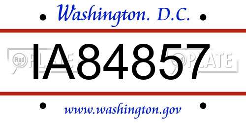 IA84857 District Of Columbia License Plate
