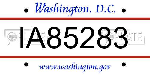IA85283 District Of Columbia License Plate