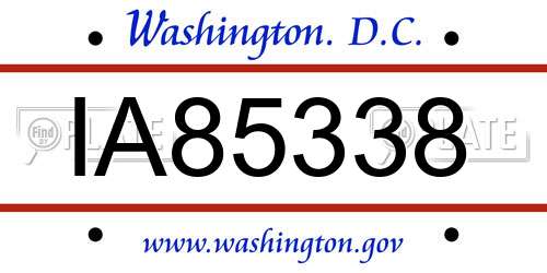 IA85338 District Of Columbia License Plate