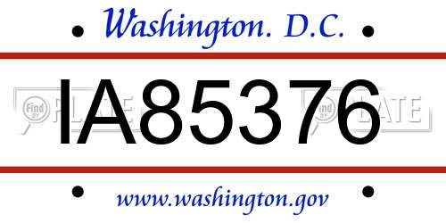 IA85376 District Of Columbia License Plate