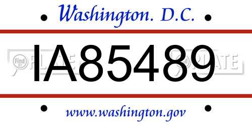 IA85489 District Of Columbia License Plate
