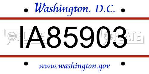 IA85903 District Of Columbia License Plate