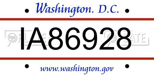 IA86928 District Of Columbia License Plate
