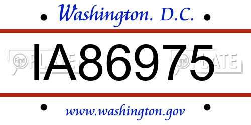 IA86975 District Of Columbia License Plate