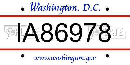 IA86978 District Of Columbia License Plate