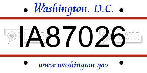 IA87026 District Of Columbia License Plate