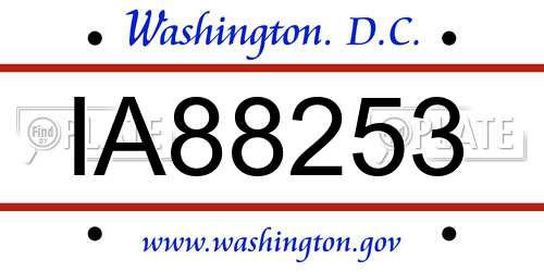 IA88253 District Of Columbia License Plate