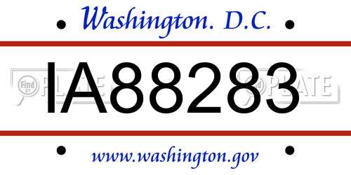 IA88283 District Of Columbia License Plate