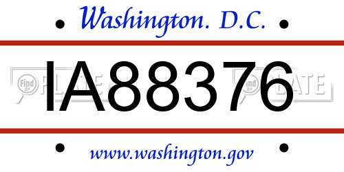 IA88376 District Of Columbia License Plate