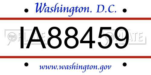 IA88459 District Of Columbia License Plate