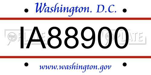 IA88900 District Of Columbia License Plate